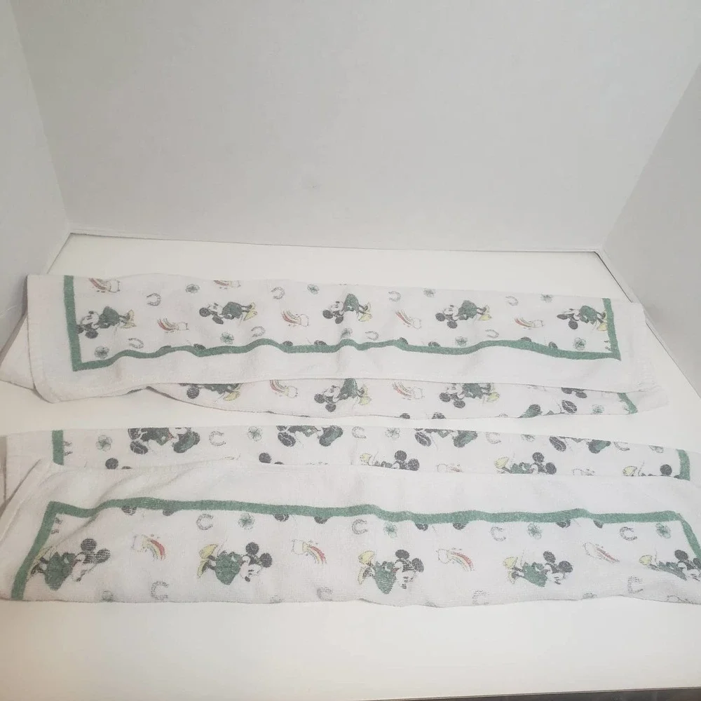 Mickey Minnie Disney Hand Towel Set Vintage Lucky Horseshoe Pot Gold